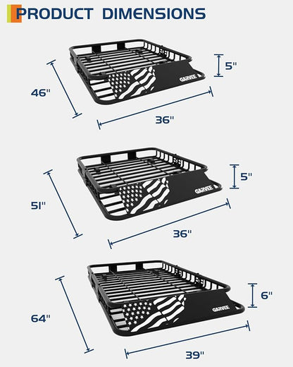 51" x 36" Universal Roof Rack Carrier Basket, 200 Lbs Capacity Car Cargo Rack - Image 3