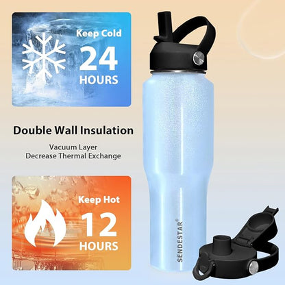 SENDESTAR 40oz Stainless Steel Water Bottle, Double Wall Vacuum Insulated Bottle - Image 2