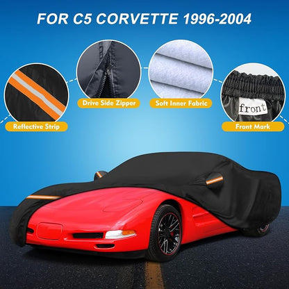 QUNSUNUS 6 Layer Car Cover for C5 Corvette 1996-2004 Waterproof All Weather - Image 2