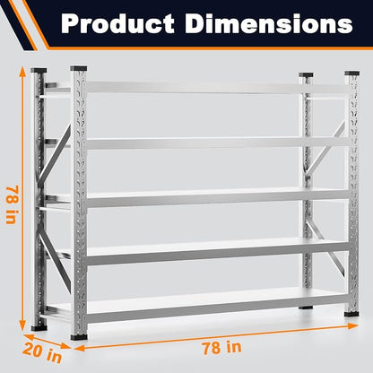 ZZV 78" W x 78" H Garage Shelving Heavy Duty Storage Shelves 5 Tier Stainless - Image 7