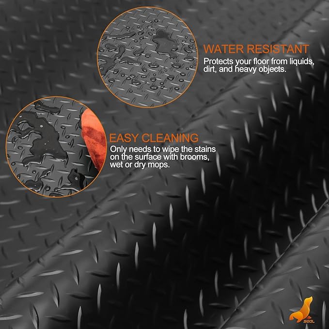 SEAL 4 x 15 Ft Premium Garage Floor Mat, Solid 2.8mm Thickened Black Commercial - Image 4