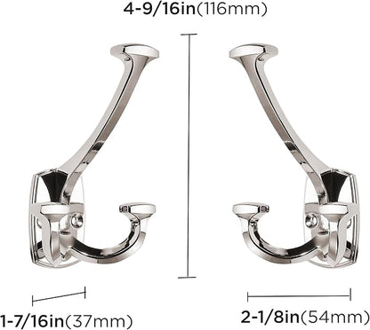 Large Wall Double-Sided Hook 2 Pack Polished Nickel Hook Decorative Heavy Duty - Image 2
