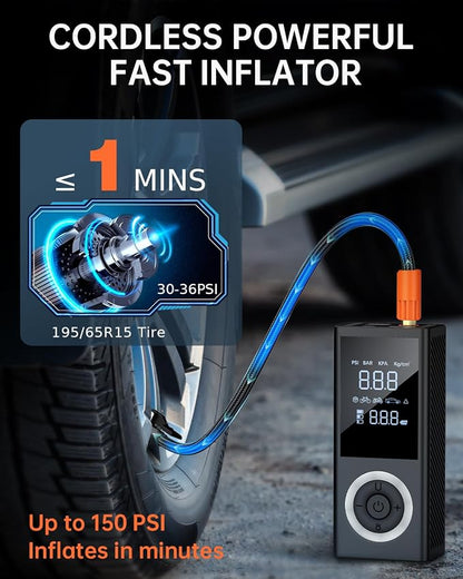 Tire Inflator Portable Air Compressor, 150 PSI Smart Air Pump - Image 2
