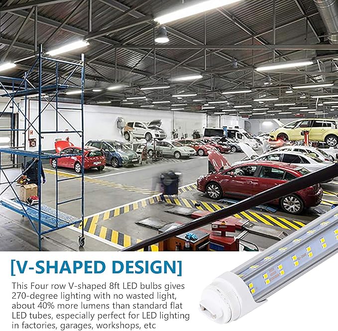 4 Pack, 120W 8ft R17D LED Tube Light, F96t12 HO 8 Foot Bulbs, 100-277V Input - Image 6
