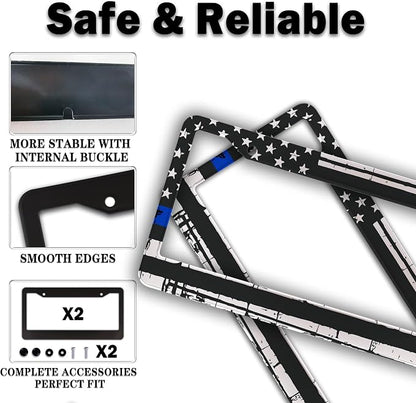 License Plate Frames Black, and Blue License Plate Frame American Flag USA - Image 4
