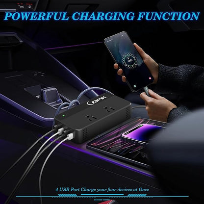 BMK 200W Car Power Inverter DC 12V to 110V AC Car Inverter 4 USB Ports Charger - Image 3
