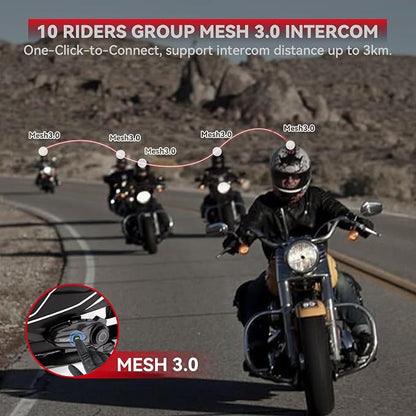 X10 10 Riders Group Mesh Motorcycle Intercom, 3000m Motorcycle Bluetooth - Image 2