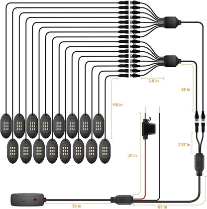 Honalia Pure White Rock Lights for Trucks 16 Pods, 6000K White LED Rock Lights - Image 6