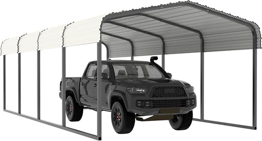 12x20 FT Outdoor Carport with Metal Roof, Heavy Duty Metal Carport Canopy by Yardenaler