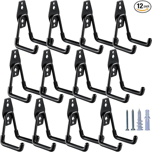 Heavy Duty Garage Hooks 12 Pack, 2.8 inch Small U Shaped Hanger, Wall Mounted by HUPBIPY