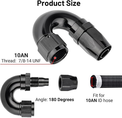 EVIL ENERGY 10AN 180 Degree One Piece Full Flow Hose End Fitting Swivel - Image 2