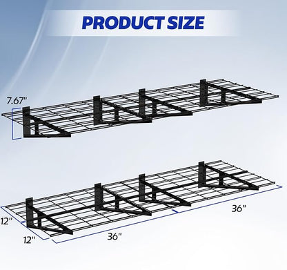2-Pack Garage Wall Shelving, 2x6 FT Garage Shelving Wall Mounted, Heavy Duty - Image 2