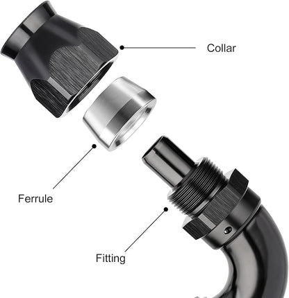 EVIL ENERGY 12AN 120 Degree PTFE One Piece Full Flow End Hose Fitting Aluminum - Image 2
