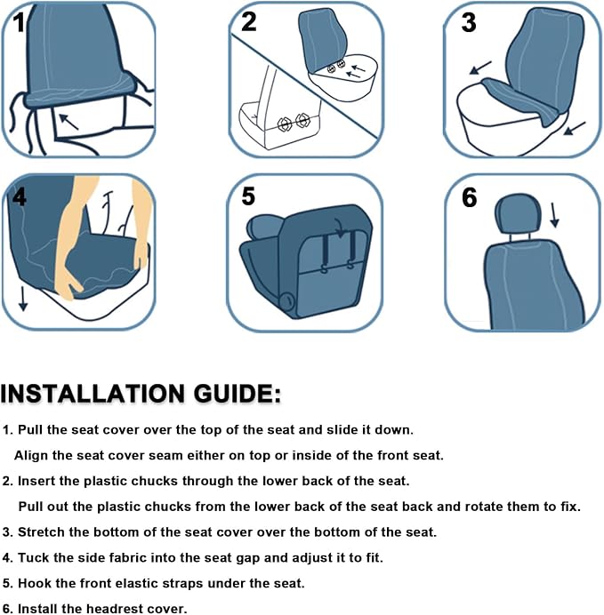 GIANT PANDA Fit GMC Sierra 1500 2500 3500 Front Car Seat Cover, 3D Air Mesh - Image 8