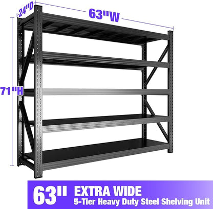8000LBS Garage Shelving Heavy Duty, 5-Tier 71" H Storage Garage Shelves - Image 2
