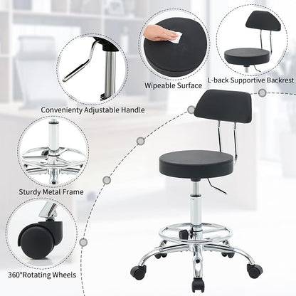 Office Chair with Back Work Stool with Footrest - Image 4