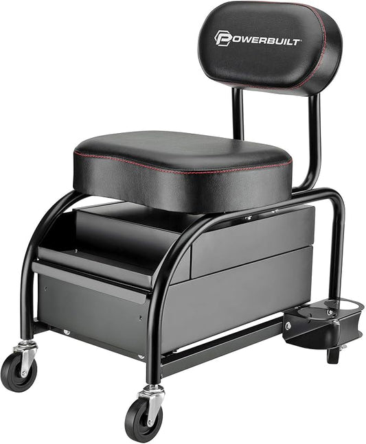 Powerbuilt Professional Car Detailers Mechanics Roller Seat, Heavy Duty Garage by PowerbuiltTools