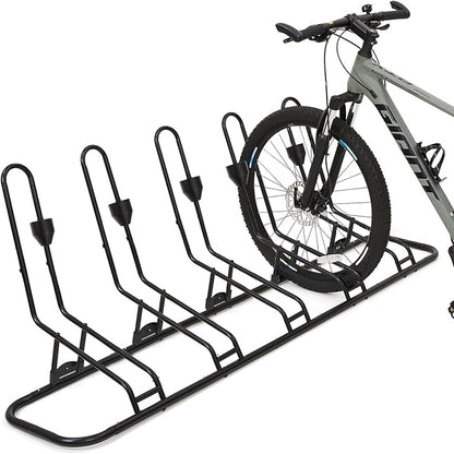 Floor Bike Rack for 5 Bikes, Safeguard Disc Brakes & Derailleurs Design by Kingarage