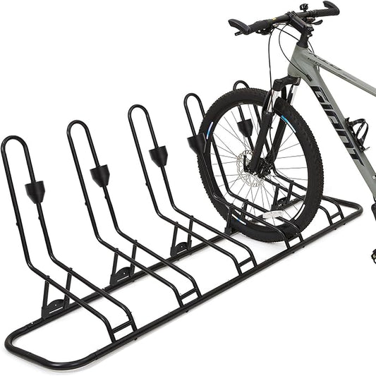 Floor Bike Rack for 5 Bikes, Safeguard Disc Brakes & Derailleurs Design by Kingarage
