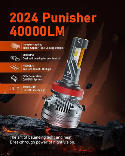 LUXSTER | Punisher 9005 HB3 LED Bulbs, 9145 H10 Foglight, 40000LM Ultra Bright - Image 3