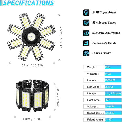 Garage Light 4 Pack - 240W 24000LM 6500K Garage Lights Ceiling LED - Image 4