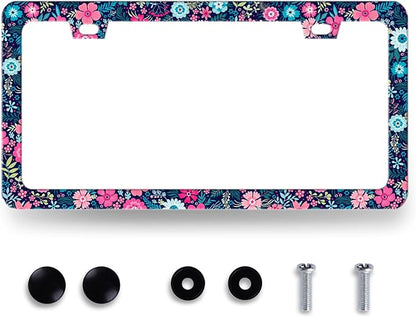 Colorful Flowers License Plate Frame Beautiful Floral Flower License Plate by RNKATIH