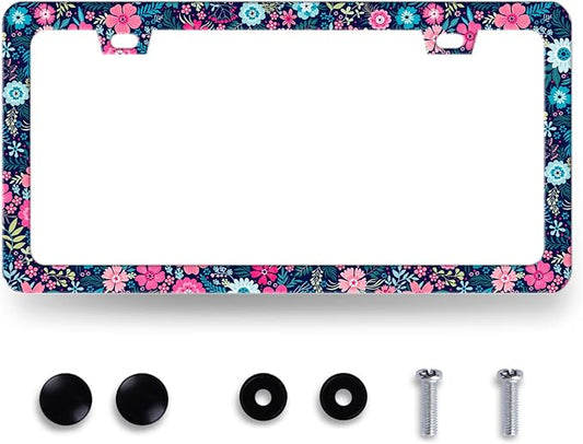 Colorful Flowers License Plate Frame Beautiful Floral Flower License Plate by RNKATIH