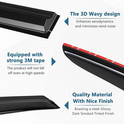 4PCS Rain Guards Window Visors Wind Deflector Fits - Image 7