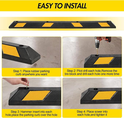 Parking Stoppers for Garage, 72 Inch Premium Parking Block Curb - Image 4