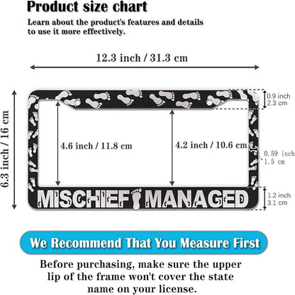 Automotive Exterior Accessories Black and White License Plate Frames Mischief - Image 2