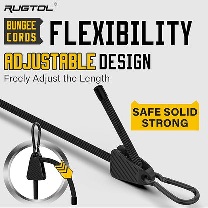 Bungee Cords with Hooks, Upgrade 48 inch Adjustable Bungee Cords with Carabiner - Image 3