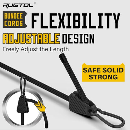Adjustable Bungee Cords with Hooks, 6 Pack Heavy Duty Outdoor Carabiner Bungee - Image 3