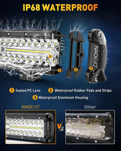 NAOEVO 12 Inch LED Light Bar and 4PCS 4 Inch LED Pod Lights, 54000LM LED - Image 7