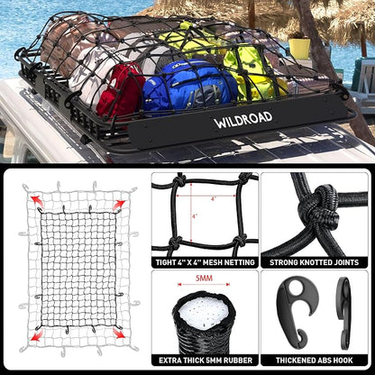 Wildroad Roof Rack Cargo Basket, Upgraded 4” Fence Wide Car Roof Basket - Image 7