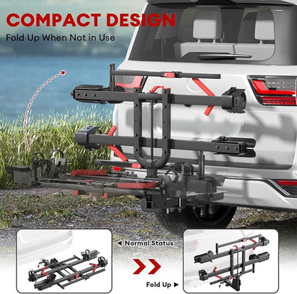 Hitch 2 EBike Rack with Ramp, 170lbs Capacity Electric Bike Carrier Foldable - Image 5