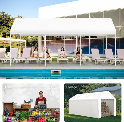 Carport, 10‘ x 20’ Heavy Duty Portable Garage All-Season Car Canopy w/Removable - Image 6