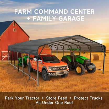20x30 FT Metal Carport, Enhanced Base and Steel Roof - Image 3