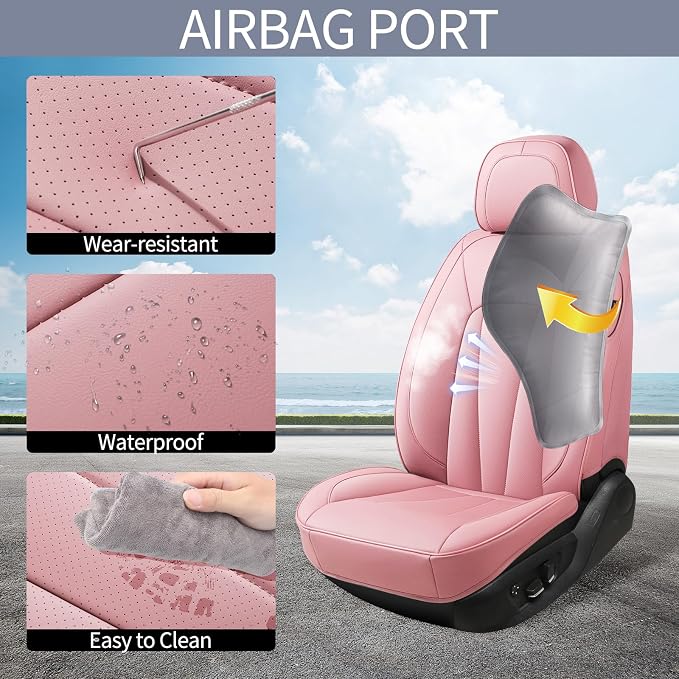 Pink Seat Covers for Cars, Front Seats Universal Fit for SUV, Sedans and Trucks - Image 3