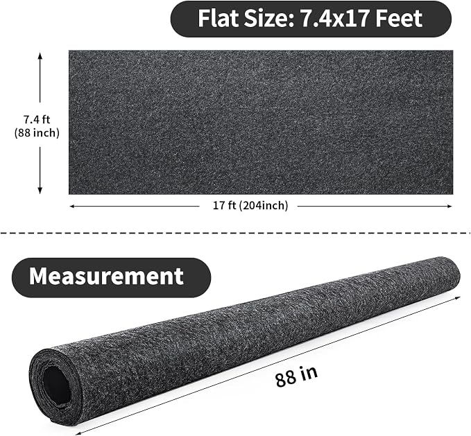 MABOZOO Garage Floor Mat 17x7.4 Ft, Extra Large Garage Carpet Rug, Reusable - Image 2