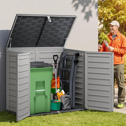 Outdoor Trash Can Storage Shed 4.6 x 4.1 FT, 304 Gallon Resin Shed - Image 8