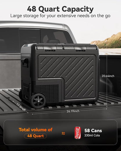 WOLFBOX 12V Car Refrigerator, 48 Quart Dual Zone Car Fridge, Portable Freezer - Image 2