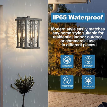 2-Light Outdoor Wall Light E26 Base Metal Frame - Image 6