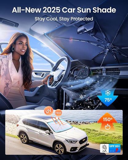 REEVAA 2025 Upgraded Car Windshield Sun Shade Umbrella Protect Interior - Image 2