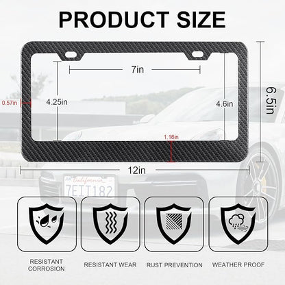 LivTee Carbon Fiber License Plate Frames, 2 Holes Stainless Steel License Plate - Image 3