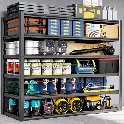 60" W Garage Shelving Heavy Duty, 6 Tier Garage Shelves, Commercial Metal by PMKES