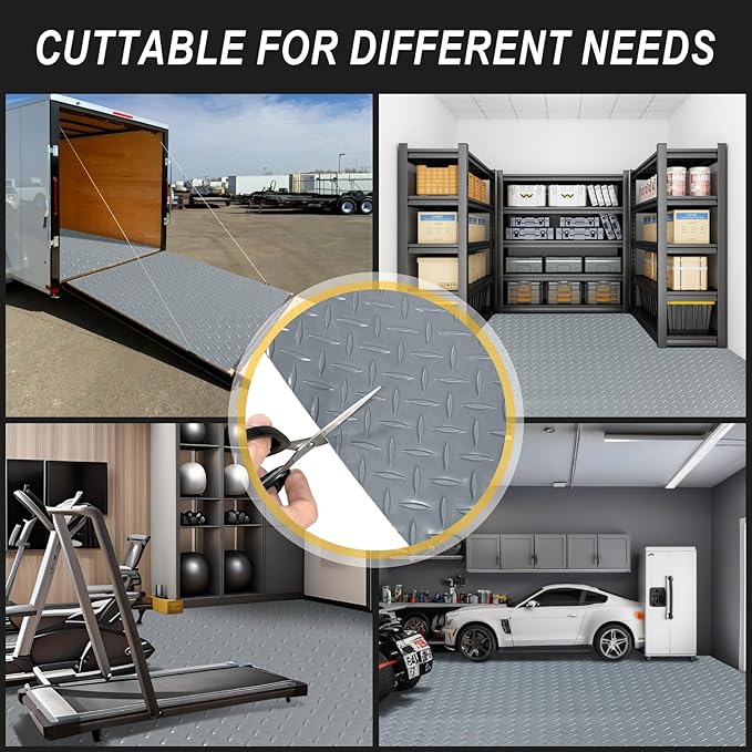 8x20 FT Garage Floor Mat, 2.8mm Thickened Flooring Roll Diamond Plate PVC - Image 8