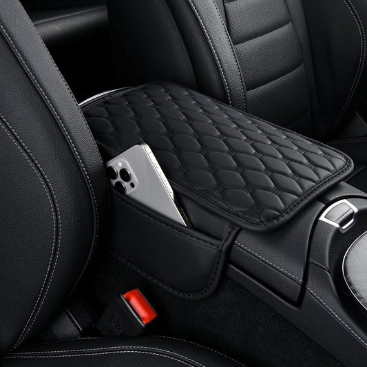 Car Center Console Cover, Leather Car Armrest Cover Cushion by SAMGCHI