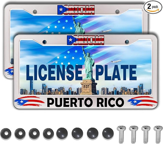 License Plate Holder for Women Multicolor License Plate Frames for Men Boricua by Unknown