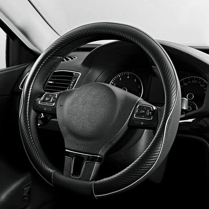 PIC AUTO Steering Wheel Cover, Sports Carbon Fiber and Super Breathable Leather by PICAUTO