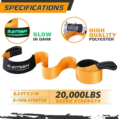 Genuine 33, 000lb Xtreme Heavy Duty Recovery Tow Strap + 20, 000lb Tree Saver - Image 2